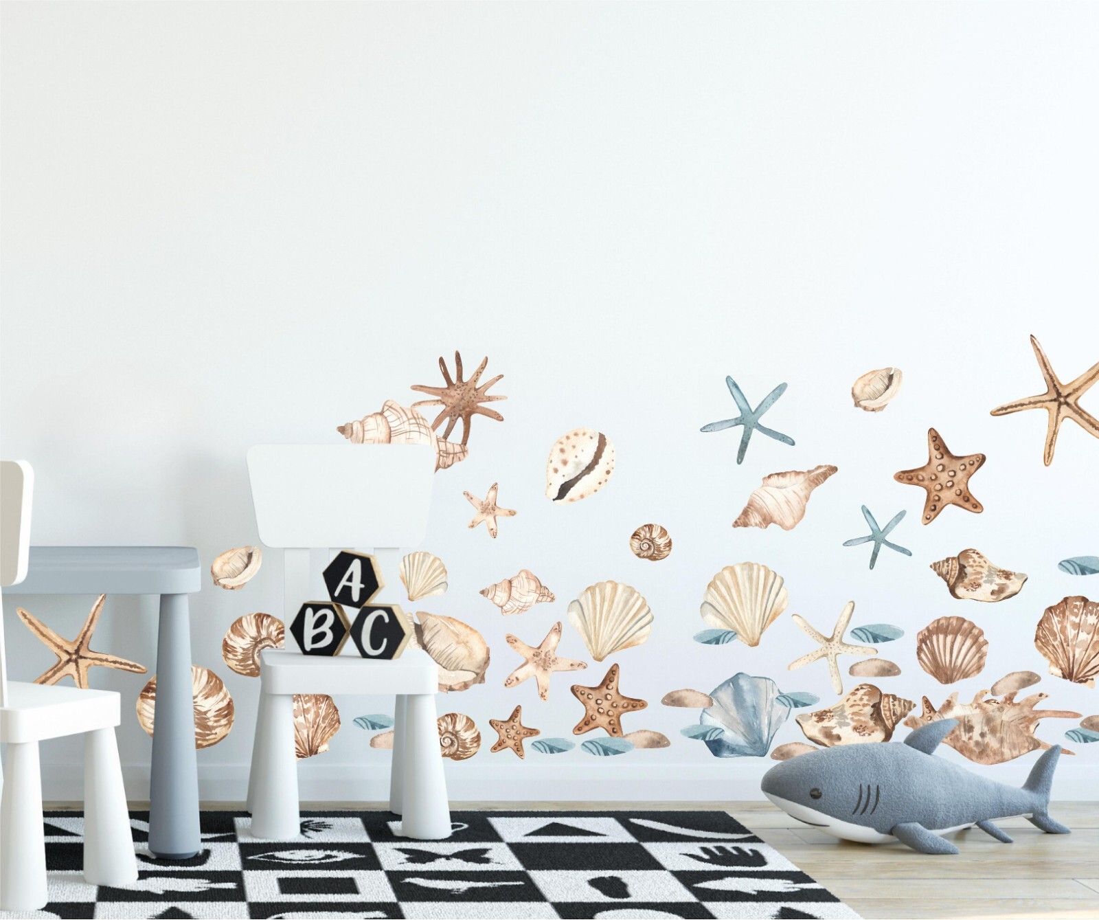 Starfish & Seashells Wall Decal Set Marine Nautical Coastal Wall Stickers Decor