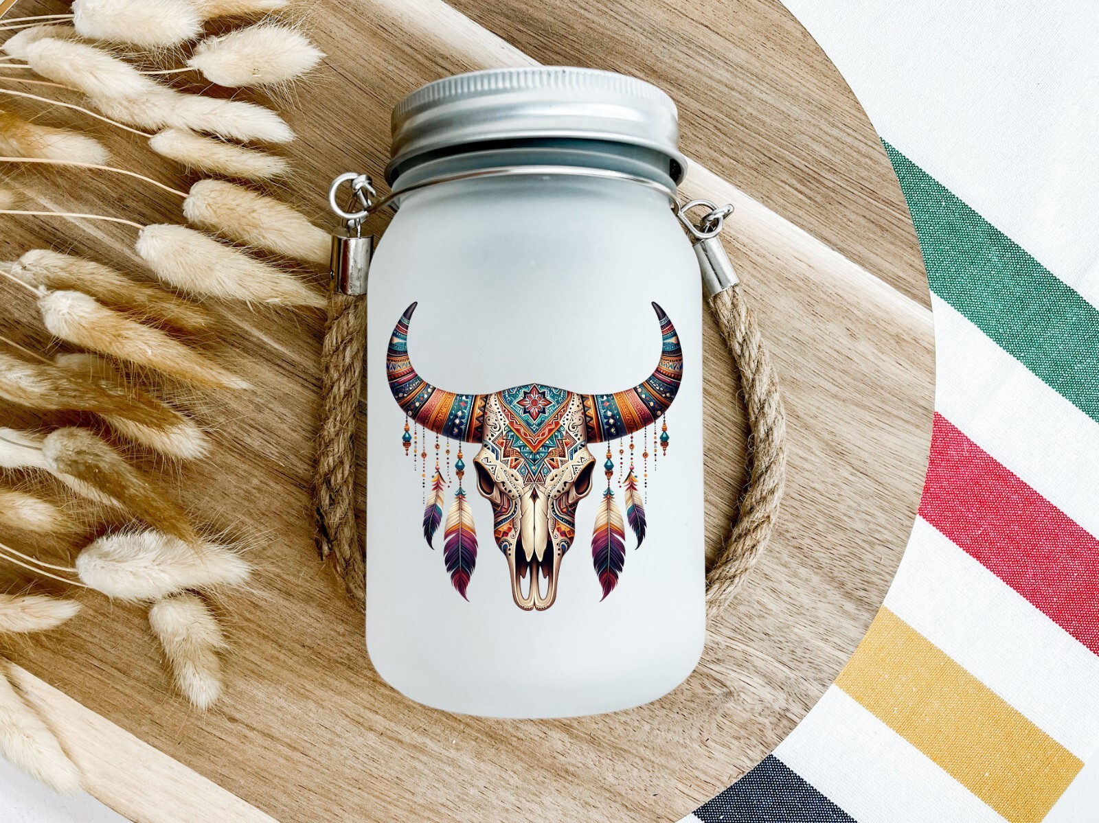 Tribal Cow Skull UV DTF Transparent Sticker / Decal