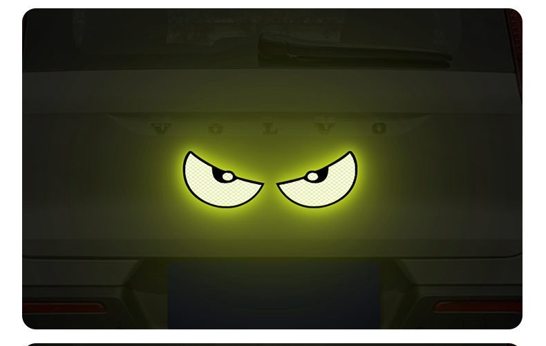 1XGreen Big Eyes Car Sticker Wall Sticker Cartoon 3D Decal Sticker for Bike/ Car