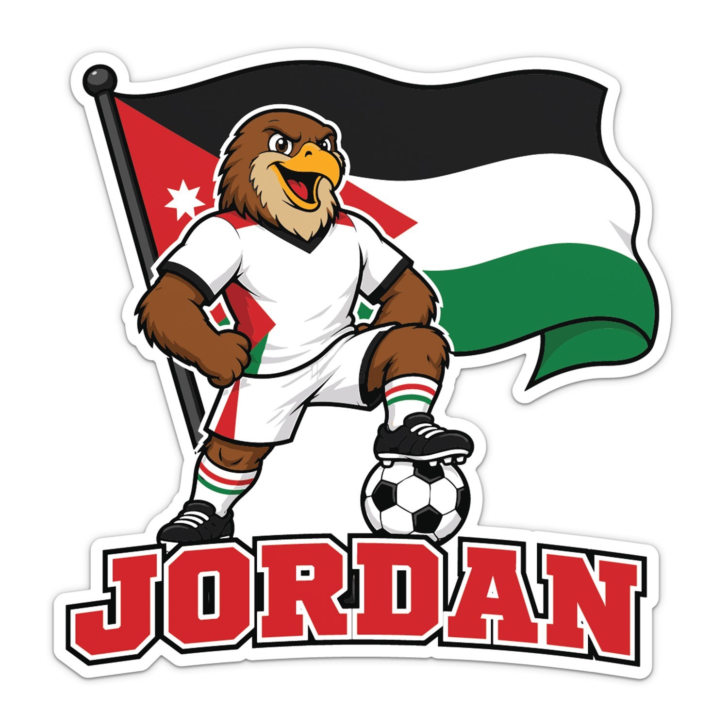 Jordan Flag Mascot National Team Soccer Football Sticker Car Bumper Vinyl Decal