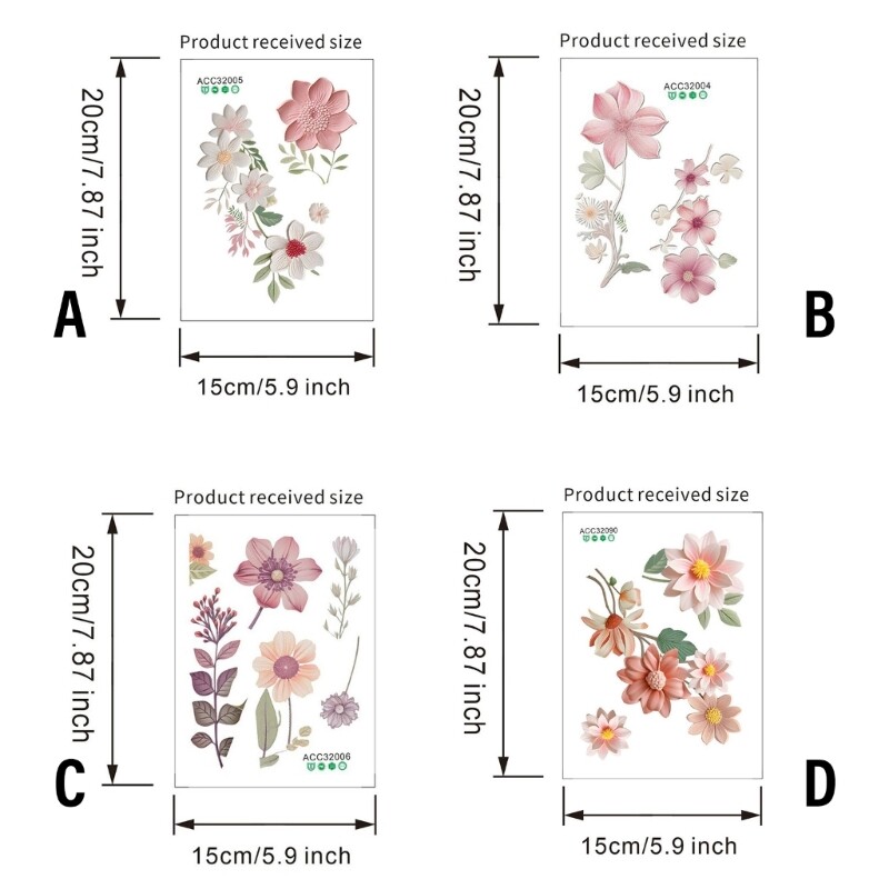 Flower Pattern Wall Decal Switches Sticker Easy to Apply and Remove for Any Room