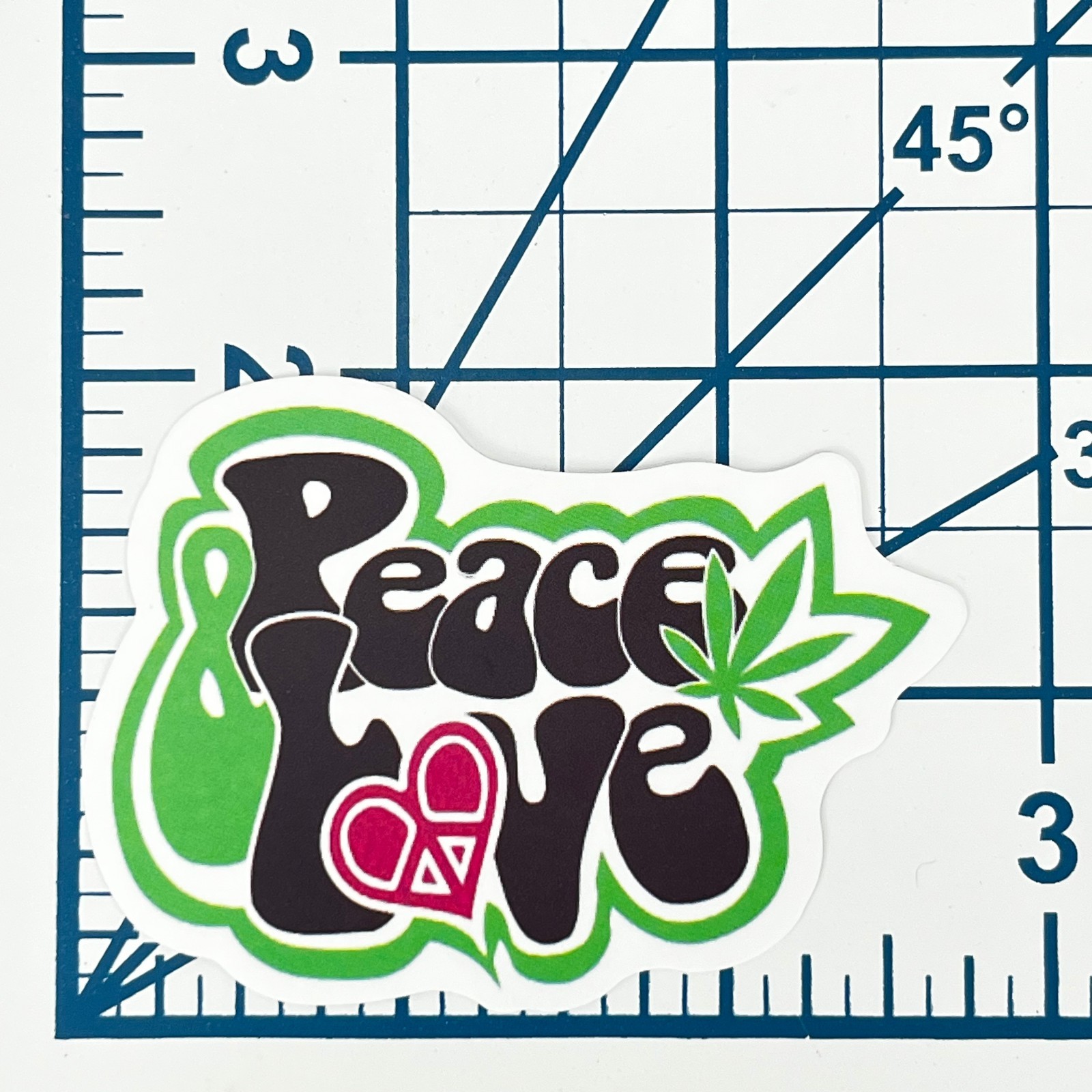 Peace and Love Retro Vinyl Sticker Cannabis Leaf Weed Pot Stoner Laptop Art Gift