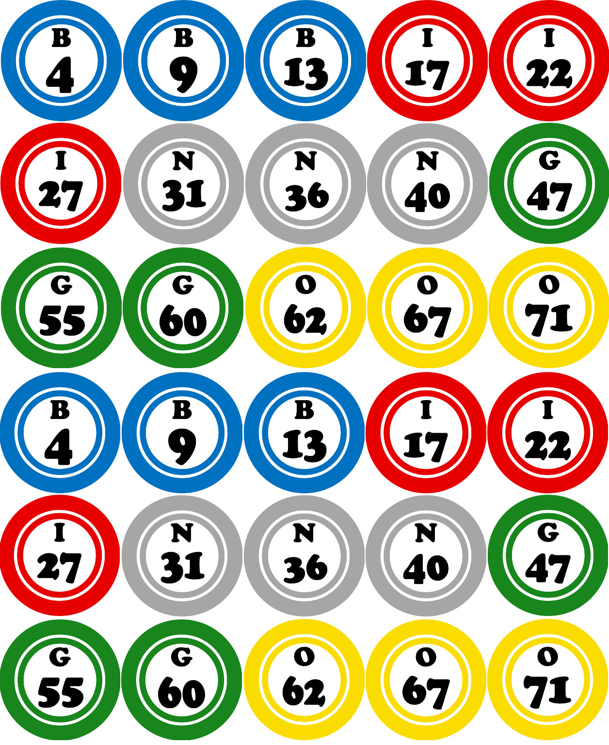 Assorted Bingo Numbers – 30 Pack 3 Inch Circle Stickers 3" x 3" – Board Lucky