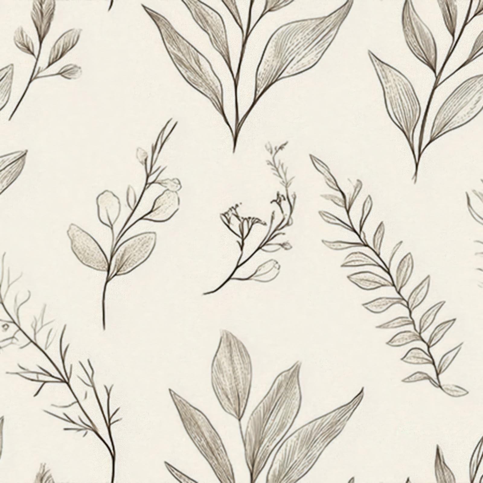 HOMETITUTE Botanical Line Art Wallpaper Peel and Stick Neutral Plant Contact …