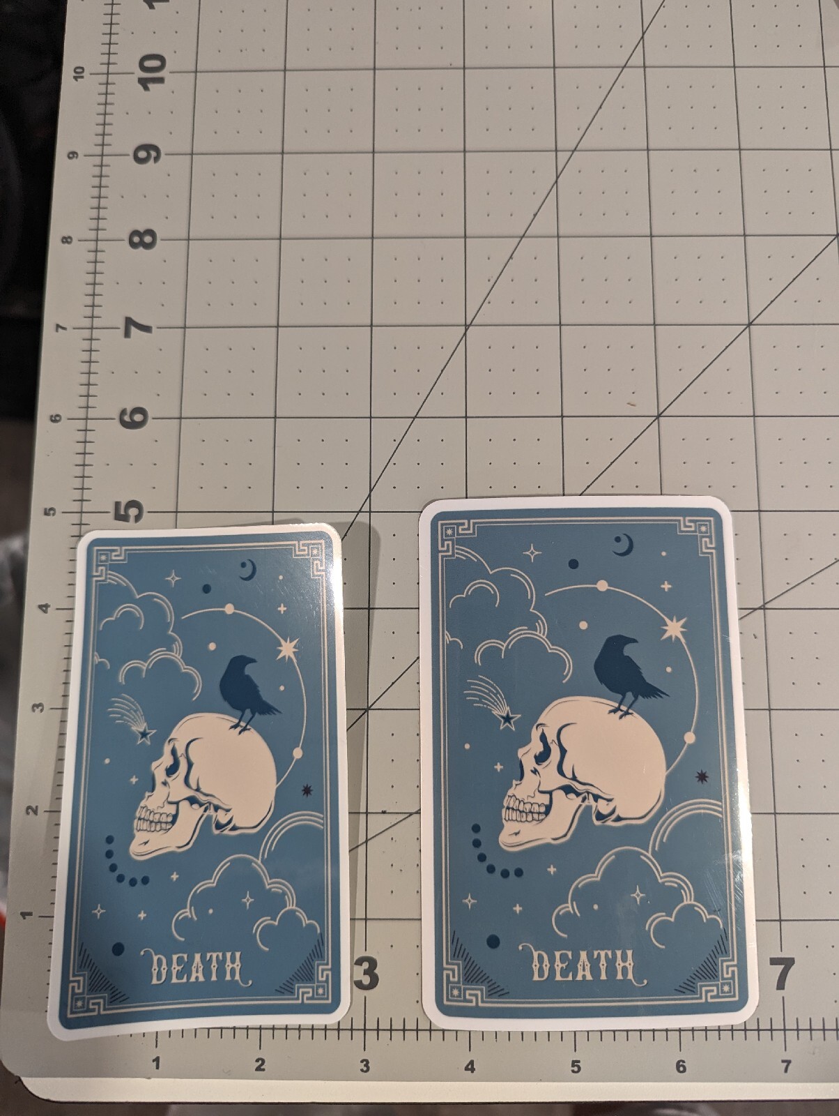 DEATH tarot 'card' blue die-cut printed vinyl sticker