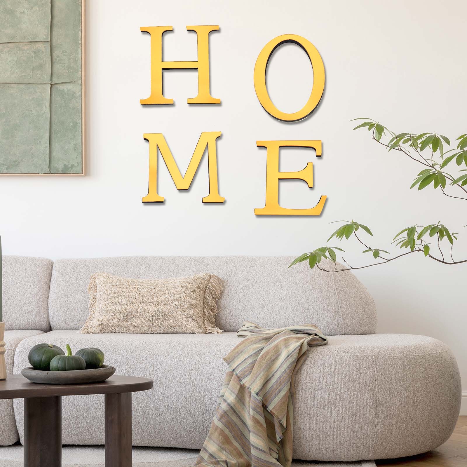 2Pcs Mirror Sticker 3D Letter H 8 Inch Light Gold for Wall Decor