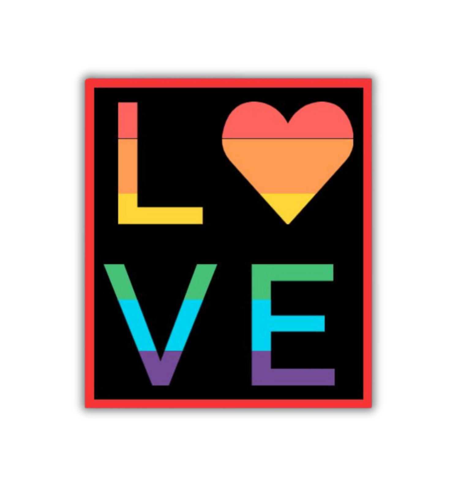 Love Rainbow Heart Pride Fridge Magnet or Laptop Sticker