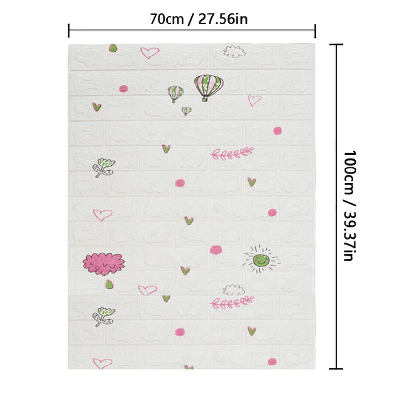 70Cm*10M 3D Brick Pattern Wall Sticker Self-Adhesive Panel Waterproof