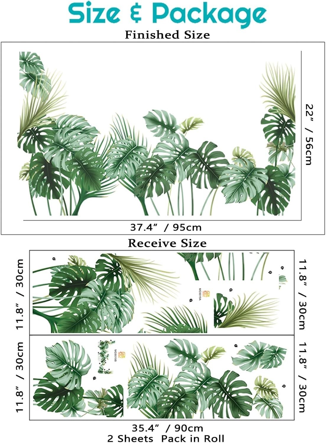 Tropical Palm Leaf Wall Decals – Vivid Vinyl Stickers for Elegant Living Spaces