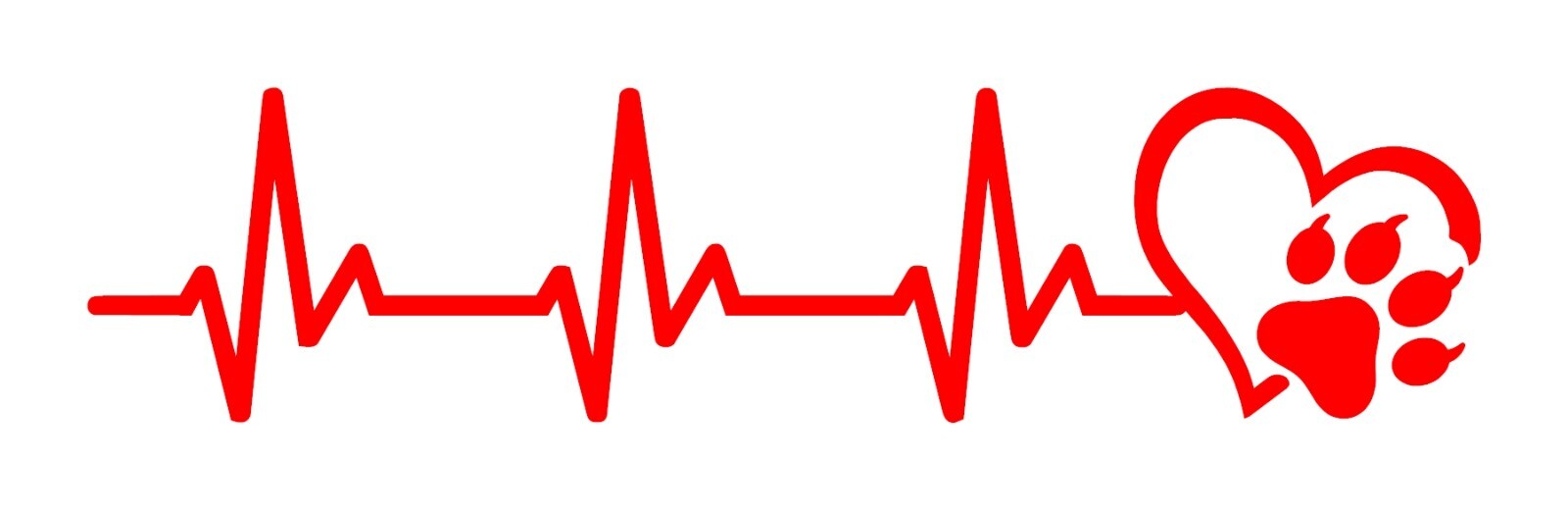 Heart Beat Cat Paw Decal Sticker Pulse Life die-cut heartbeat Kitty Cat Lover