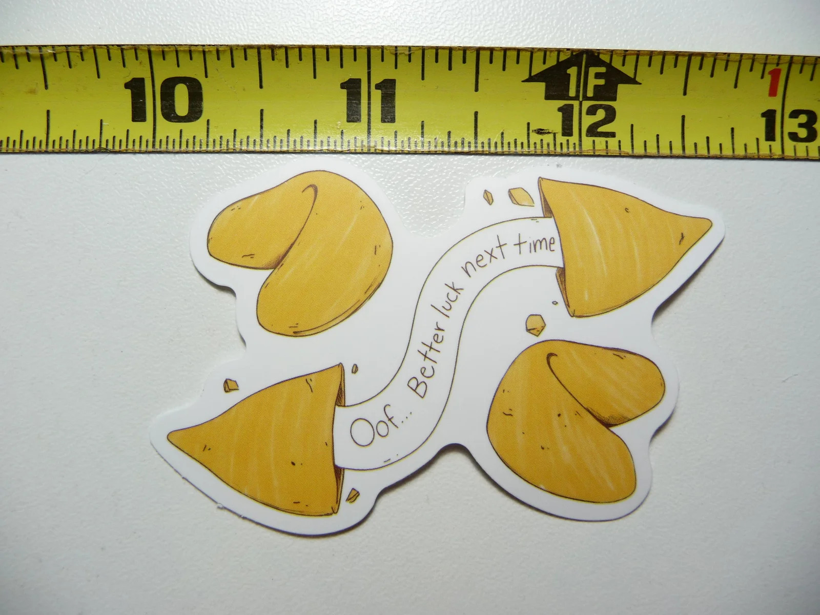CHINESE FORTUNE COOKIE BETTER LUCK NEXT TIME SMALL STICKER DECAL FUN SARCASM
