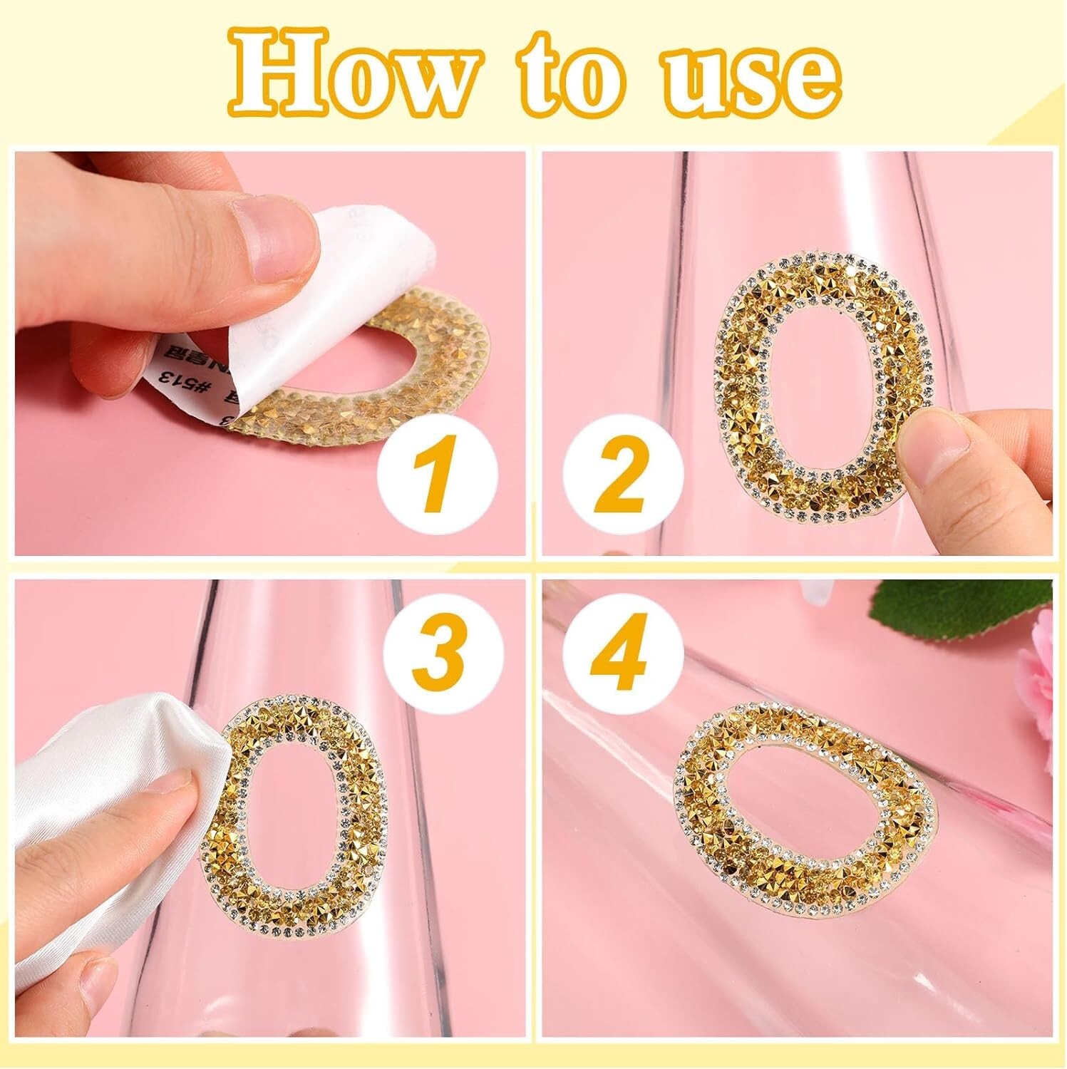1.97Inch Gold White Rhinestone Letter Number Sticker Container Phone Laptop Hat