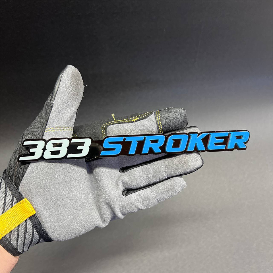 1X 383 stroker Custom 3D Car Fender Emblem Acrylic Badge Gray / L.BLUE / black