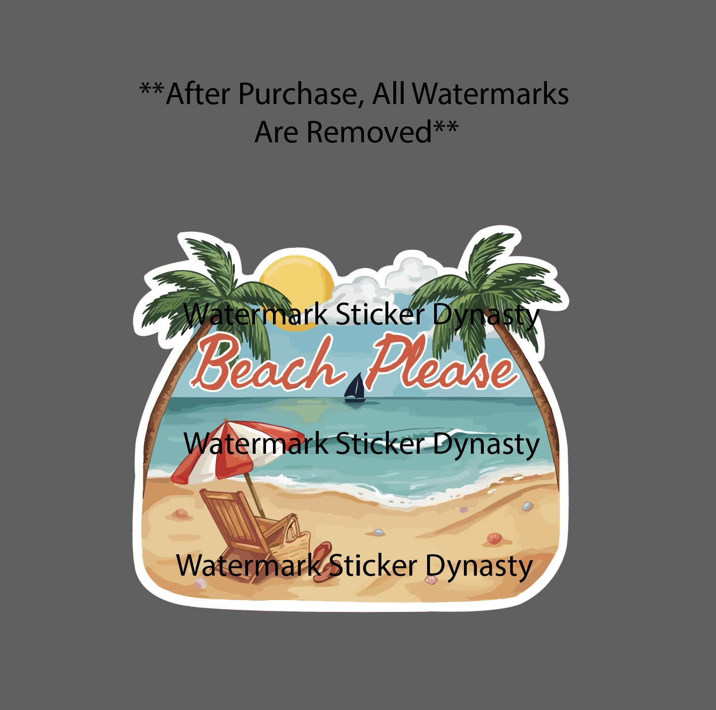 Beach Please Sticker Waterproof Decal Outdoor Ocean Scene Wild Peace Gift NEW