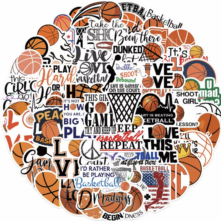50pcs Basketball Stickers Suitcase Water Bottle Laptop Waterproof Stickers