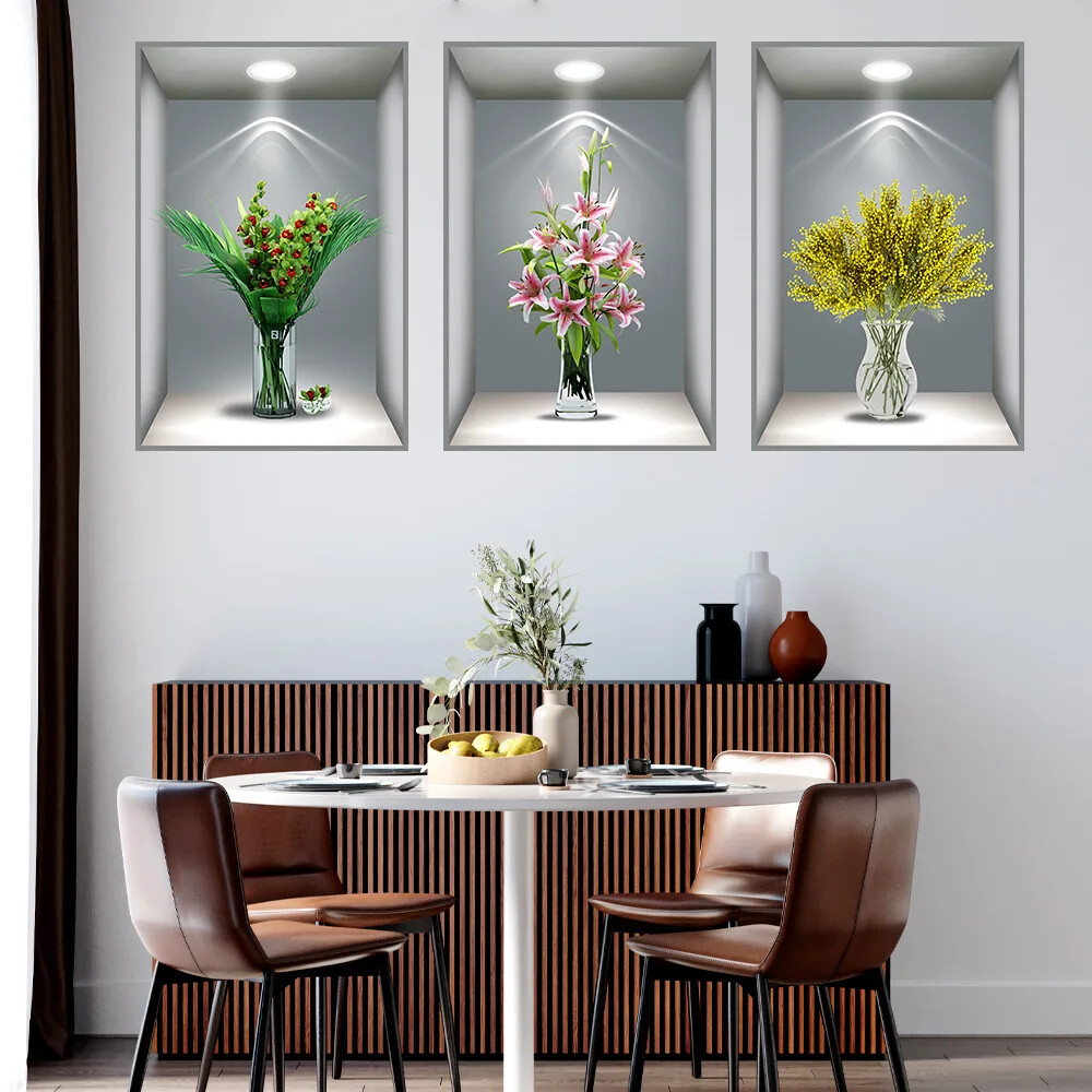 3D effect potted triptych posters hallway staircase decorative painting hotel…