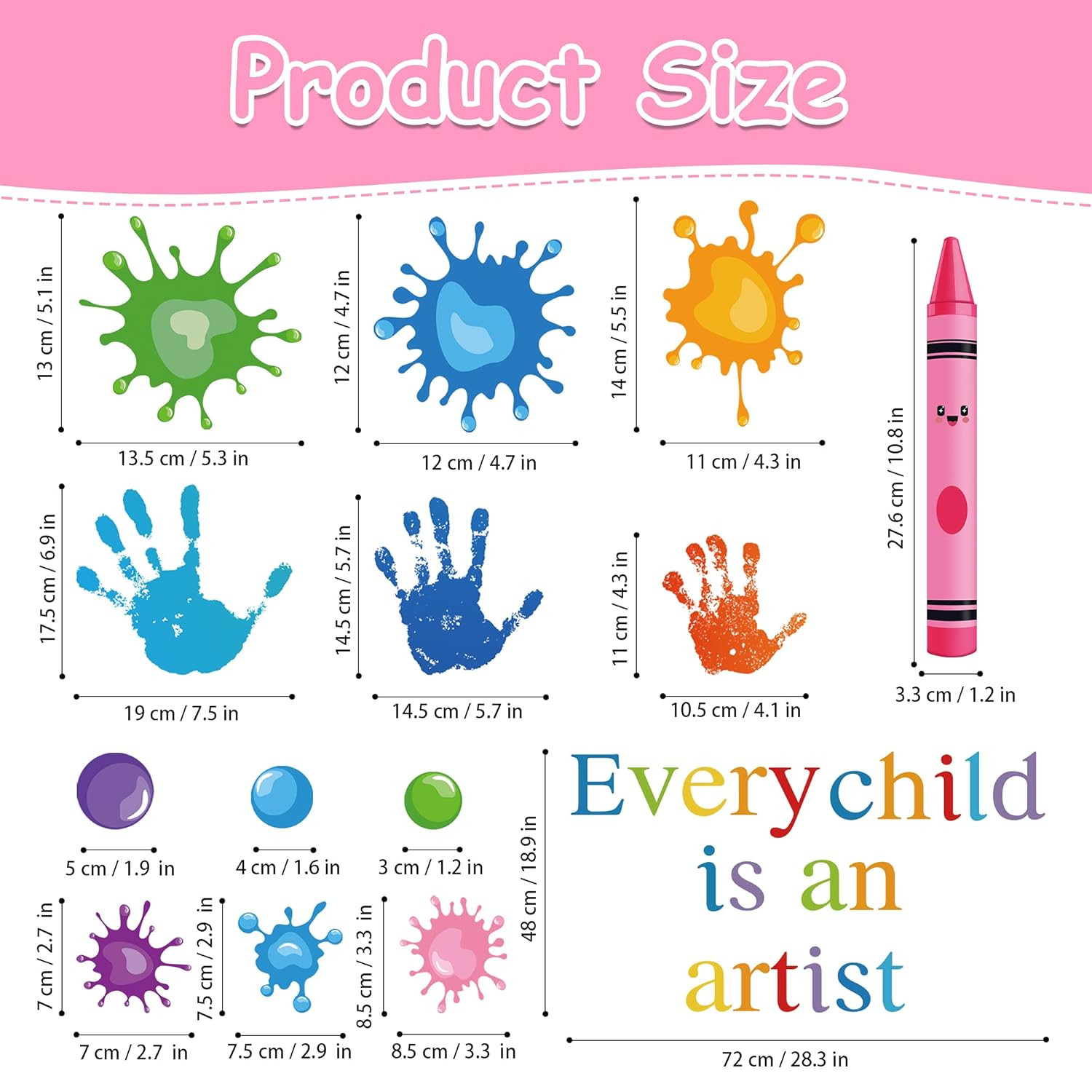 Every Child Is an Artist Wall Decals Watercolor Crayon Paint Splatter Wall Decal