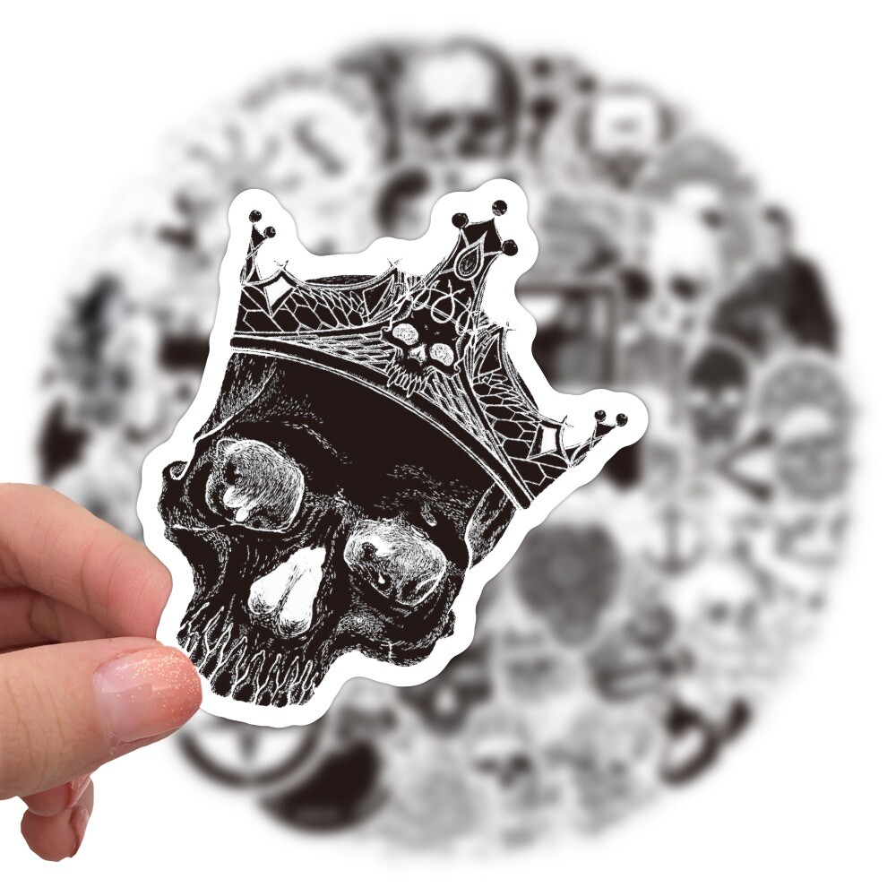 20 Random Skull Stickers Black and White Goth Decals Laptop Hydro Free Shipping