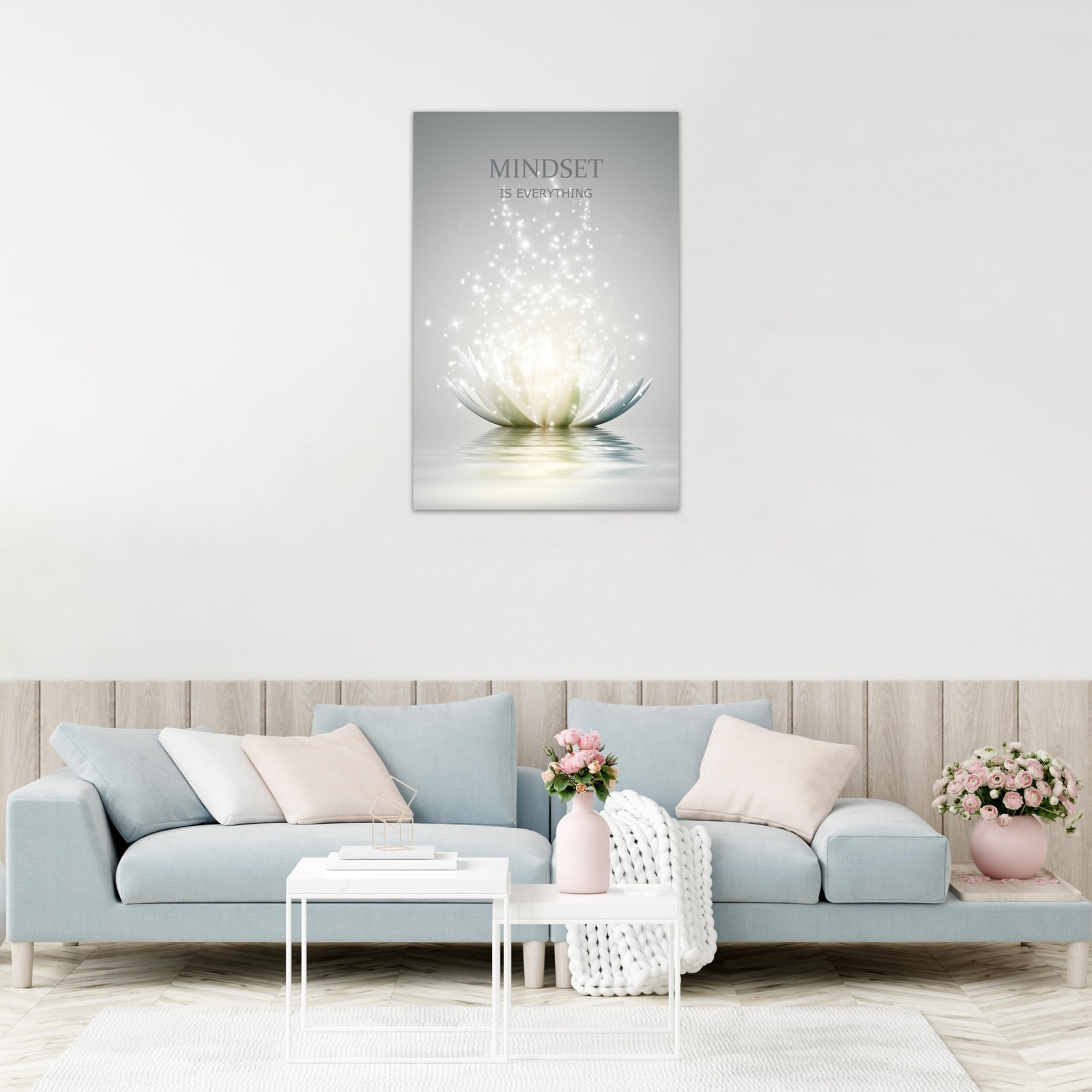 Lotus Flower Wall Art Canvas Mindset Motivational Quotes Poster for Zen Offic…
