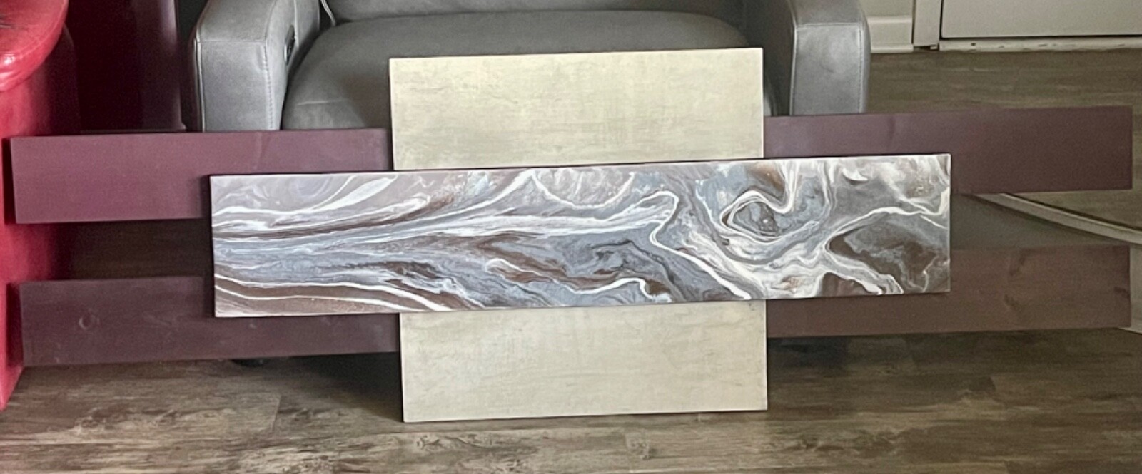 handmade wall art/decor (blue/gray/brown/beige/copper/yellow/purple