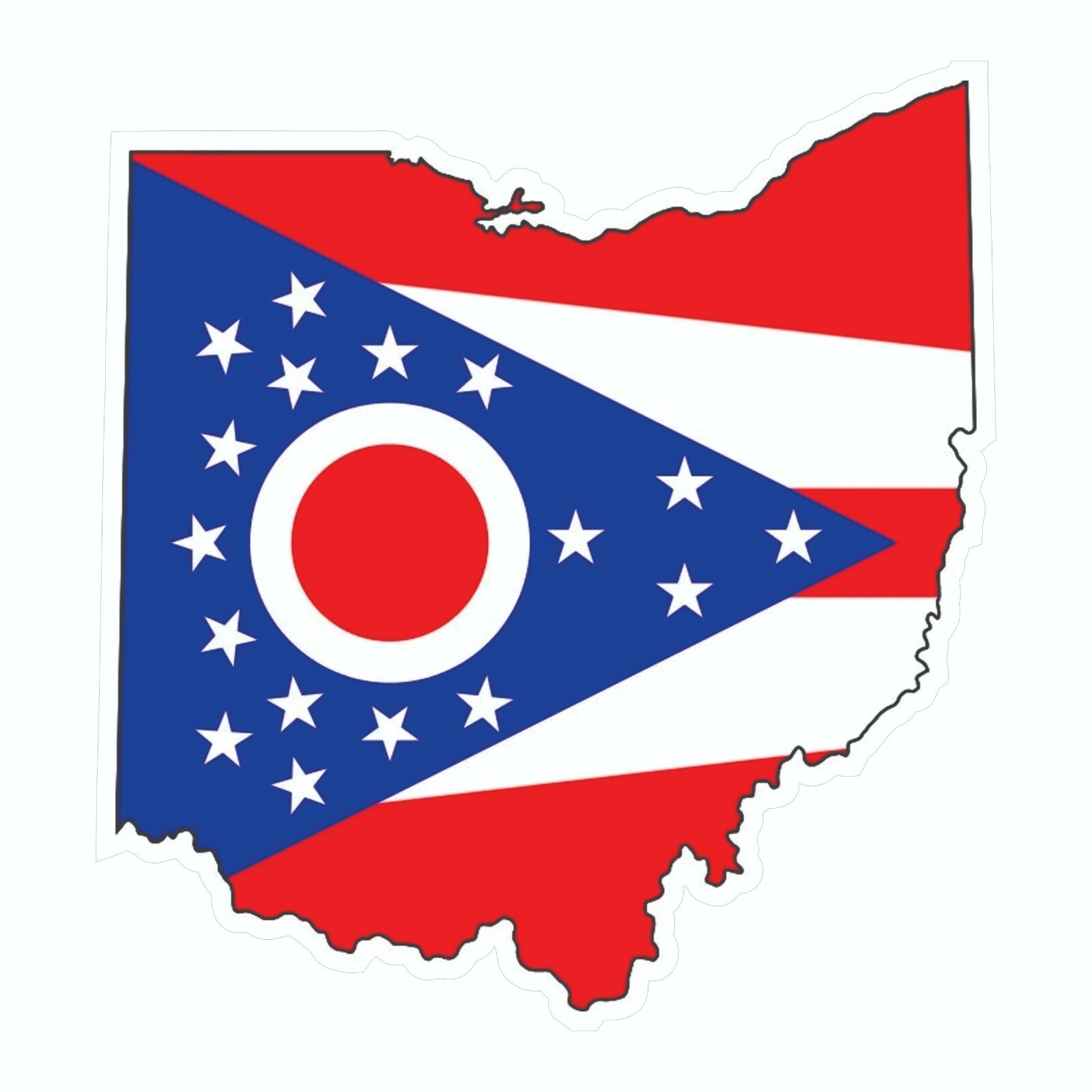 Ohio State Map Outline with Flag Sticker, Decal, Vacation Sticker