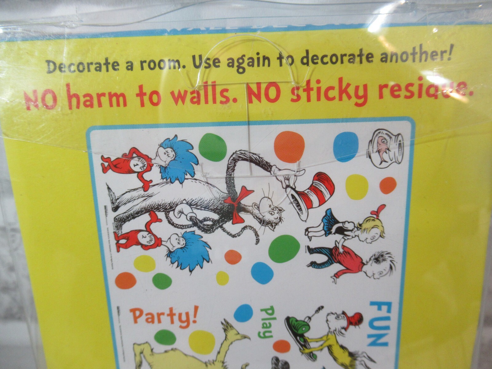 Dr Seuss removeable wall decorations decals Cat in Hat Horton Thing 1 2 Sam I am