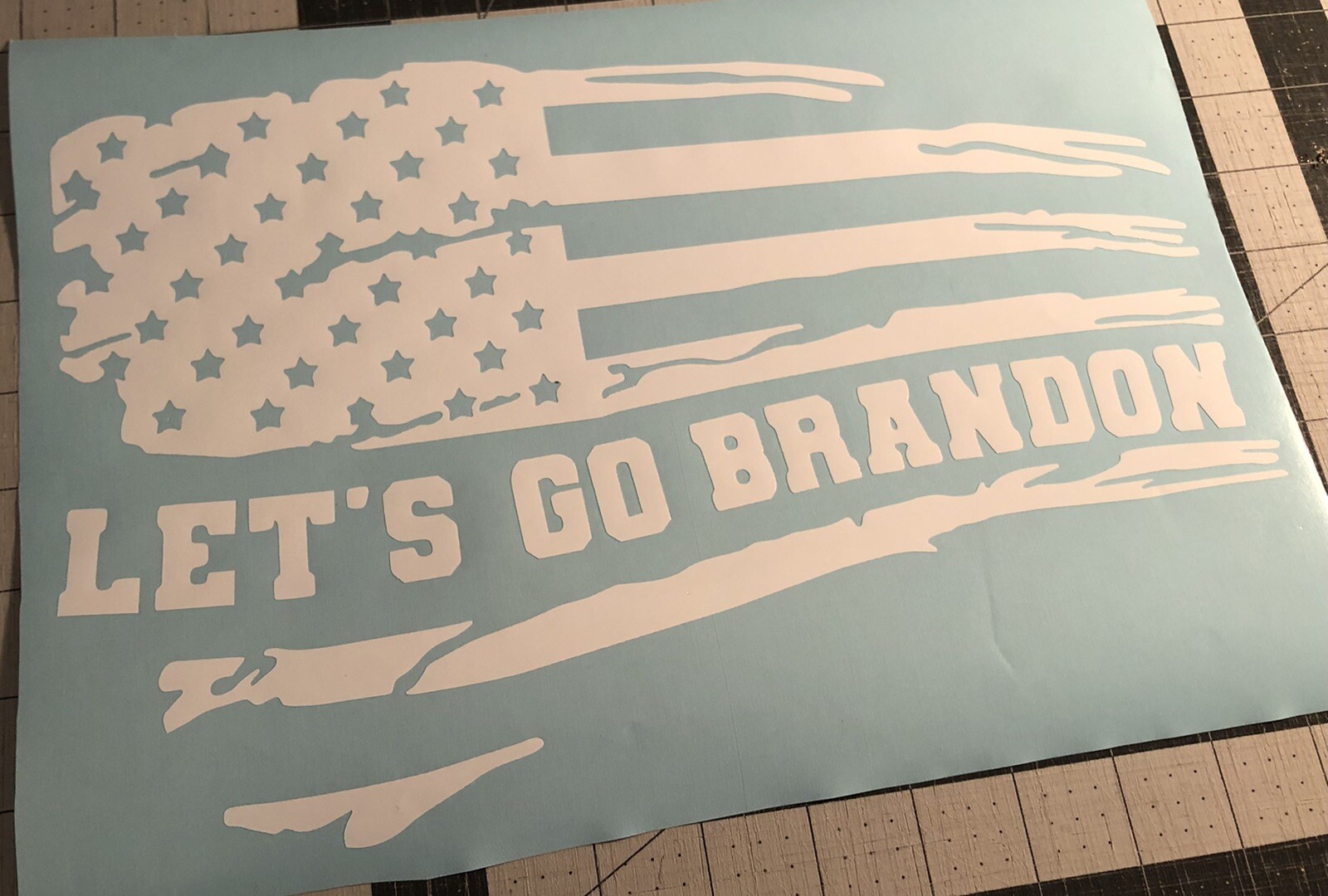 Vinyl Decal for Window – Let's Go Brandon Flag (Various Colors/ Sizes)