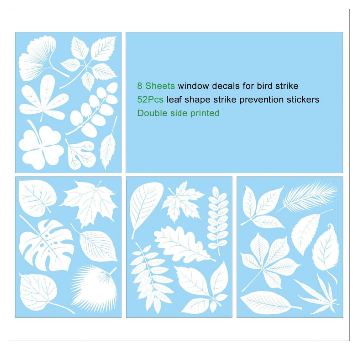 Window Decals for Bird Strikes,52 Pieces Large Leaf Shape anti Collision Window