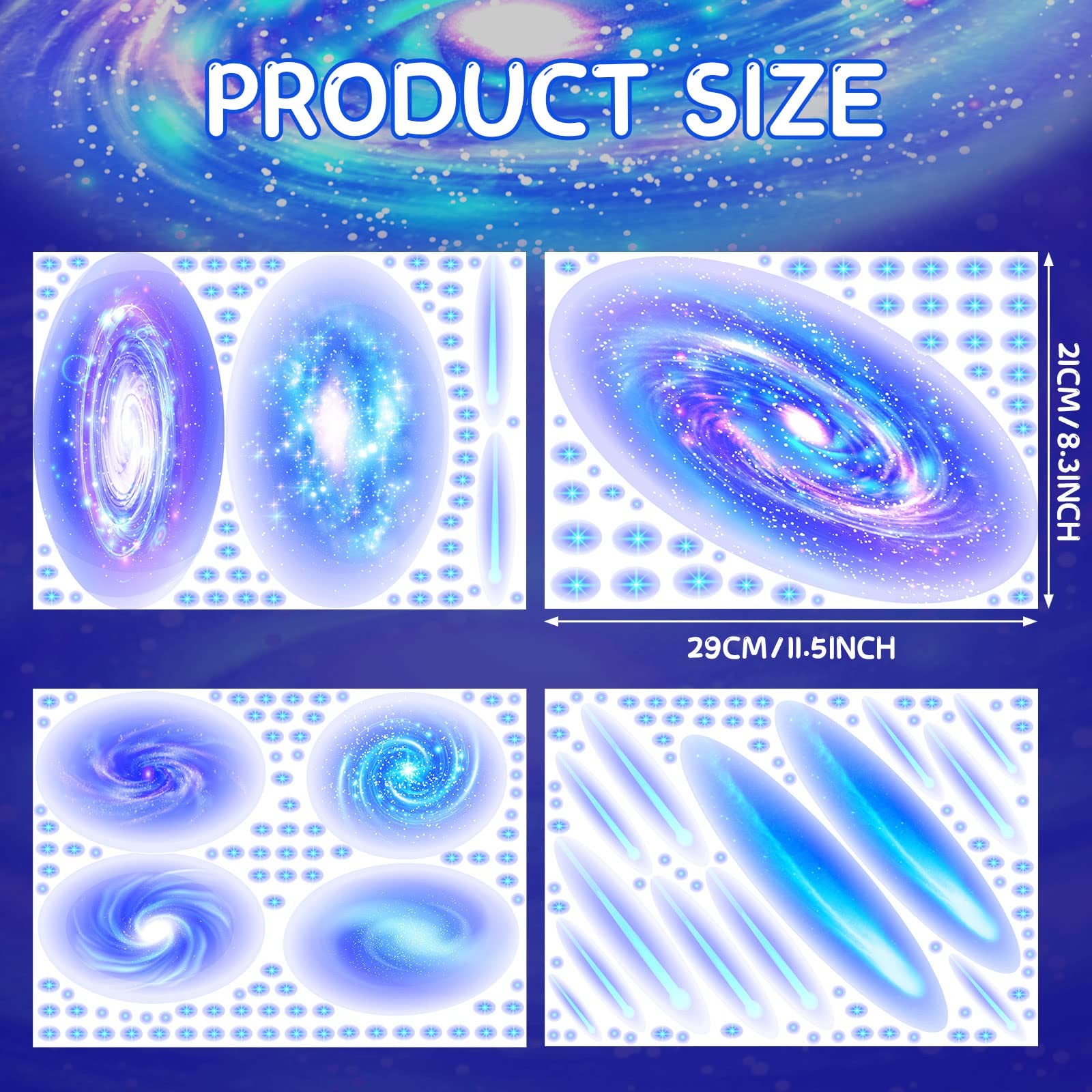 Spakon 289 Pcs Glow in The Dark Ceiling Stars for Stickers Galaxy Wall Blue