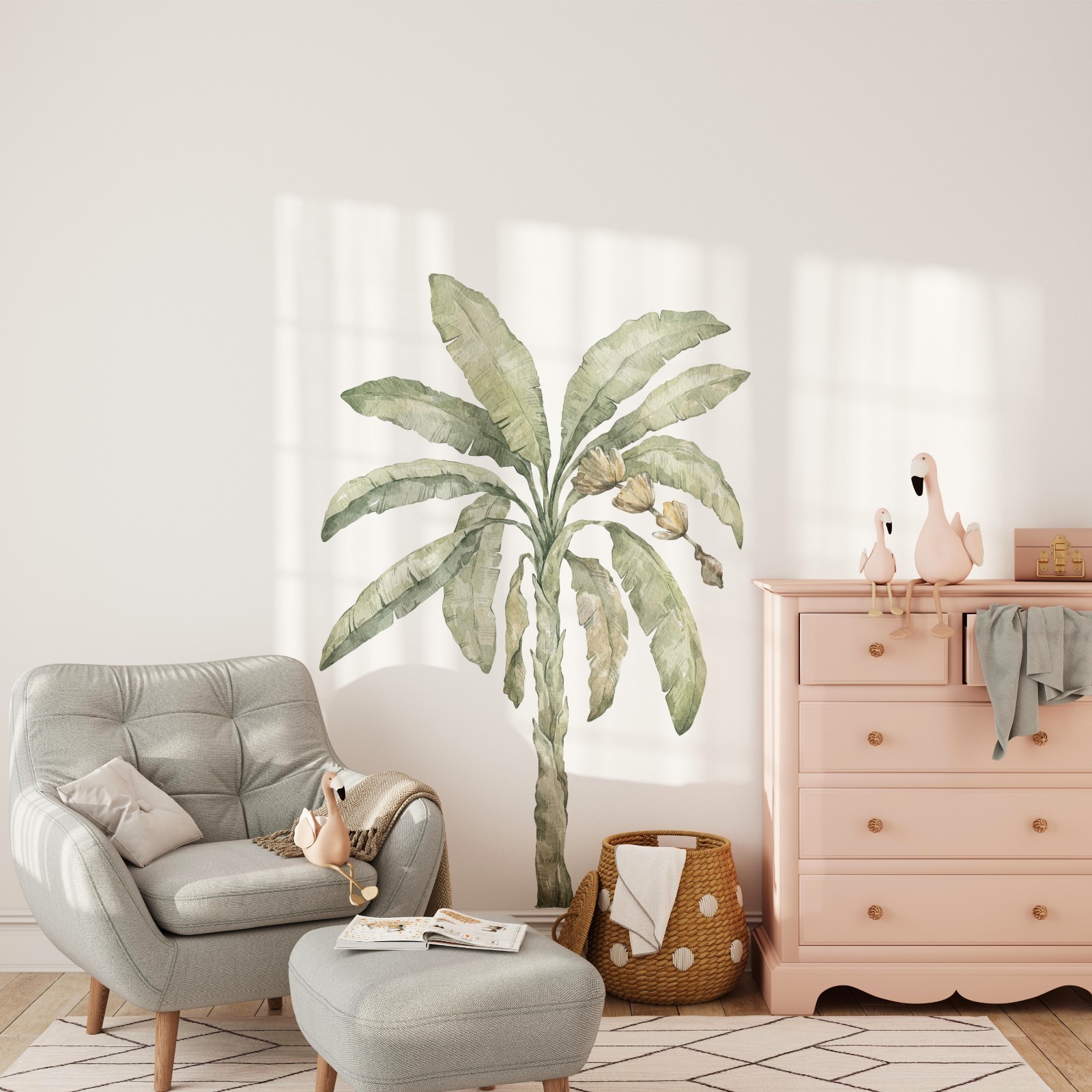 Watercolor Palm Tree Wall Decal Tropical Nursery Wall Decor | Jungle Collection