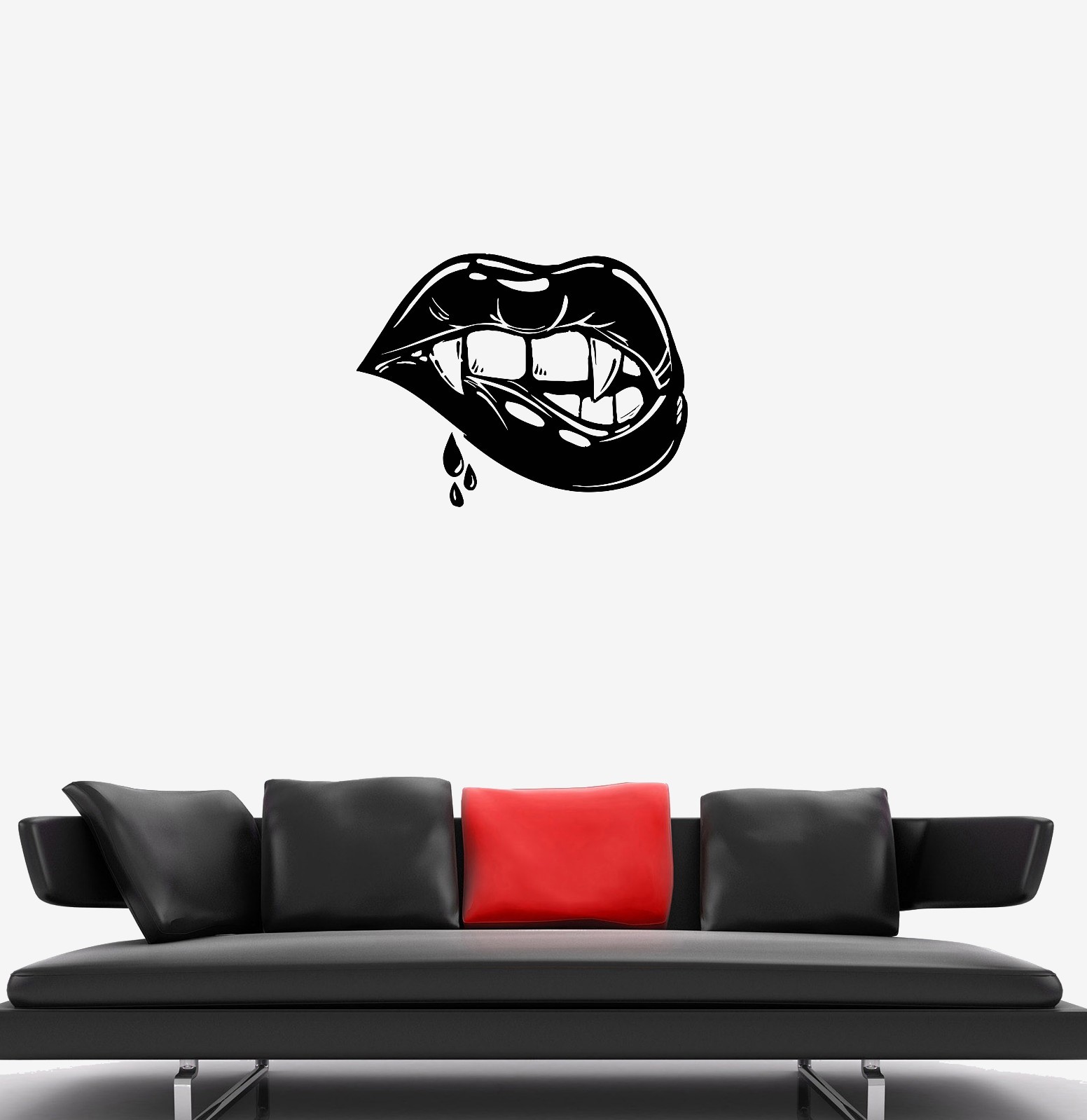 Wall Decal Female Lips Vampire Sexy Girl Fangs Vinyl Sticker (ed1021)