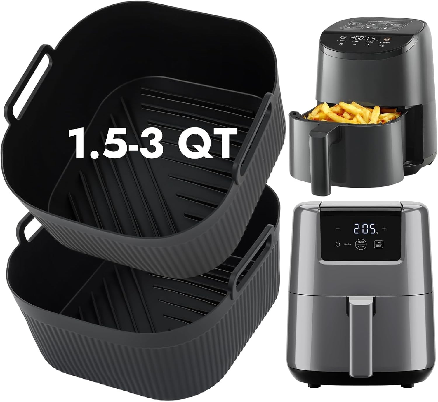BYKITCHEN Small Silicone Air Fryer Liners 5.5in Reusable for 1.5-3 QT Air Fryers