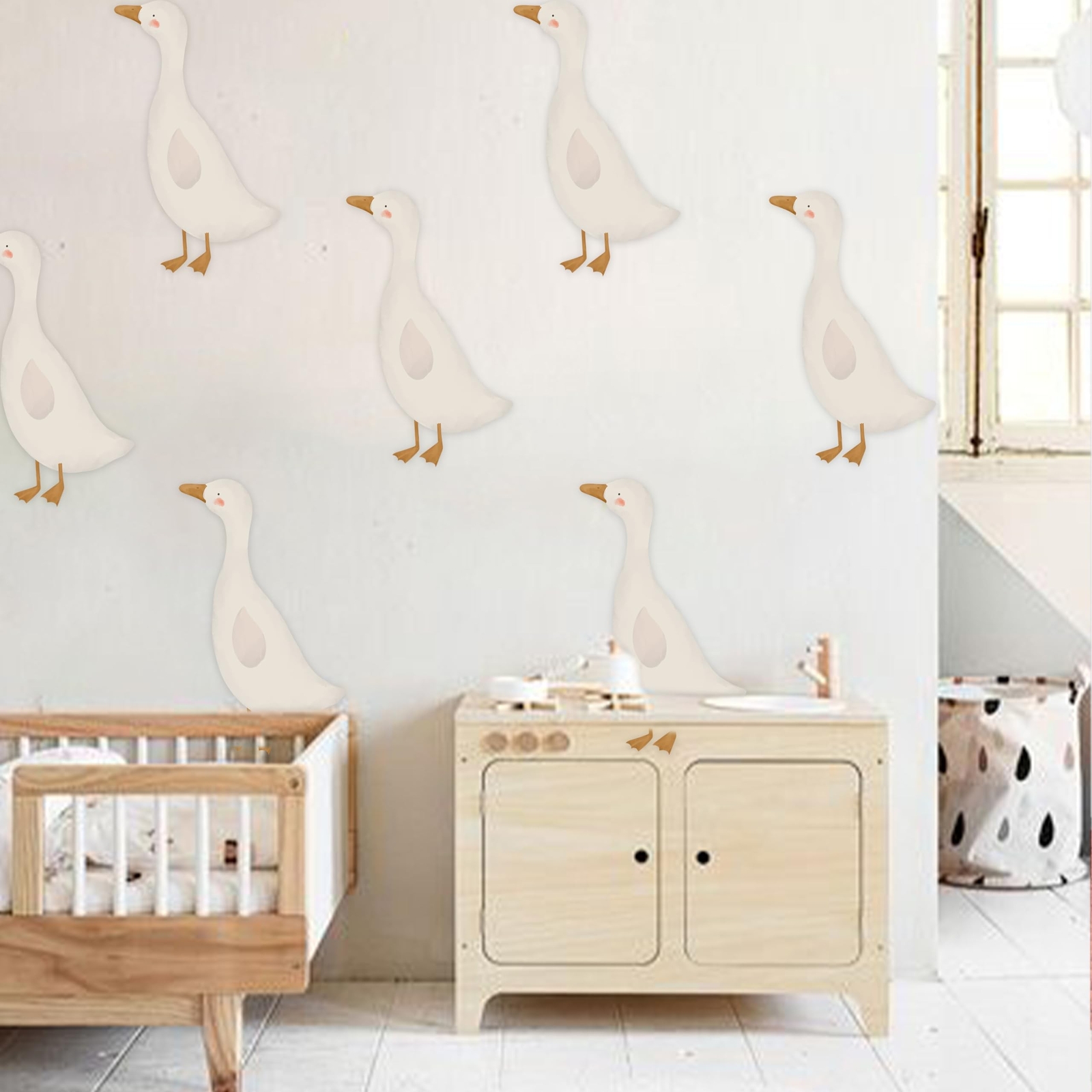 Cute Geese Wall Stickers, 8pcs Removable Waterproof PVC Decals, Funny Animals…