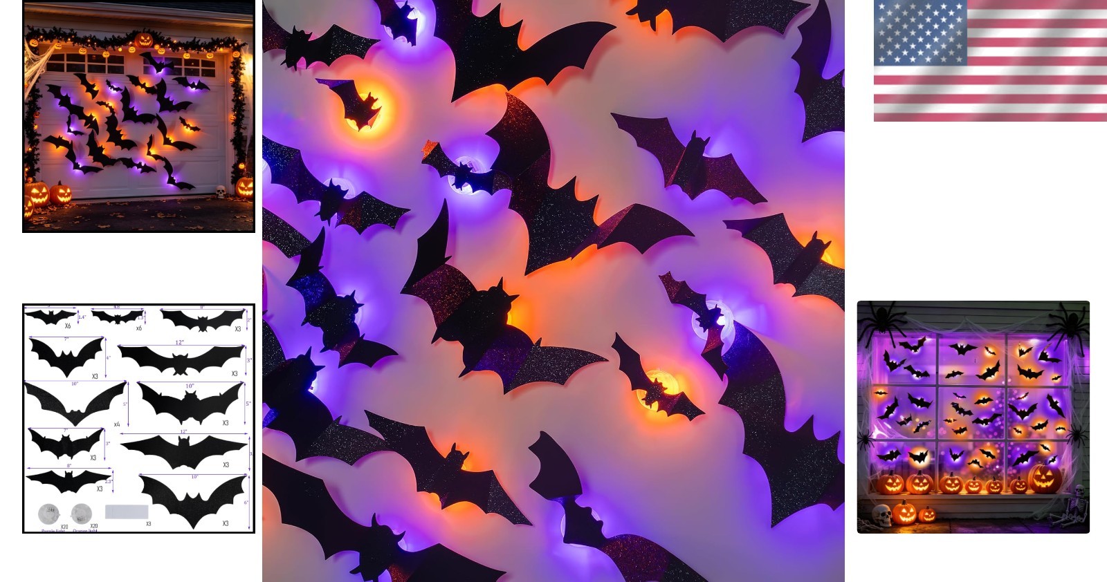 Indoor Outdoor 3D Bat Wall Stickers: 40 PC Set with Glow & Easy Install Features