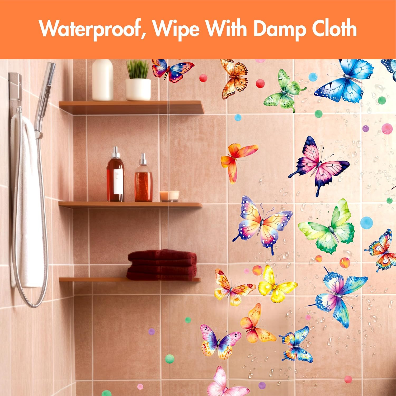 230+ PCS Large Butterfly Wall Decals, Self-Adhesive Vinyl Butterfly & Dot Sticke