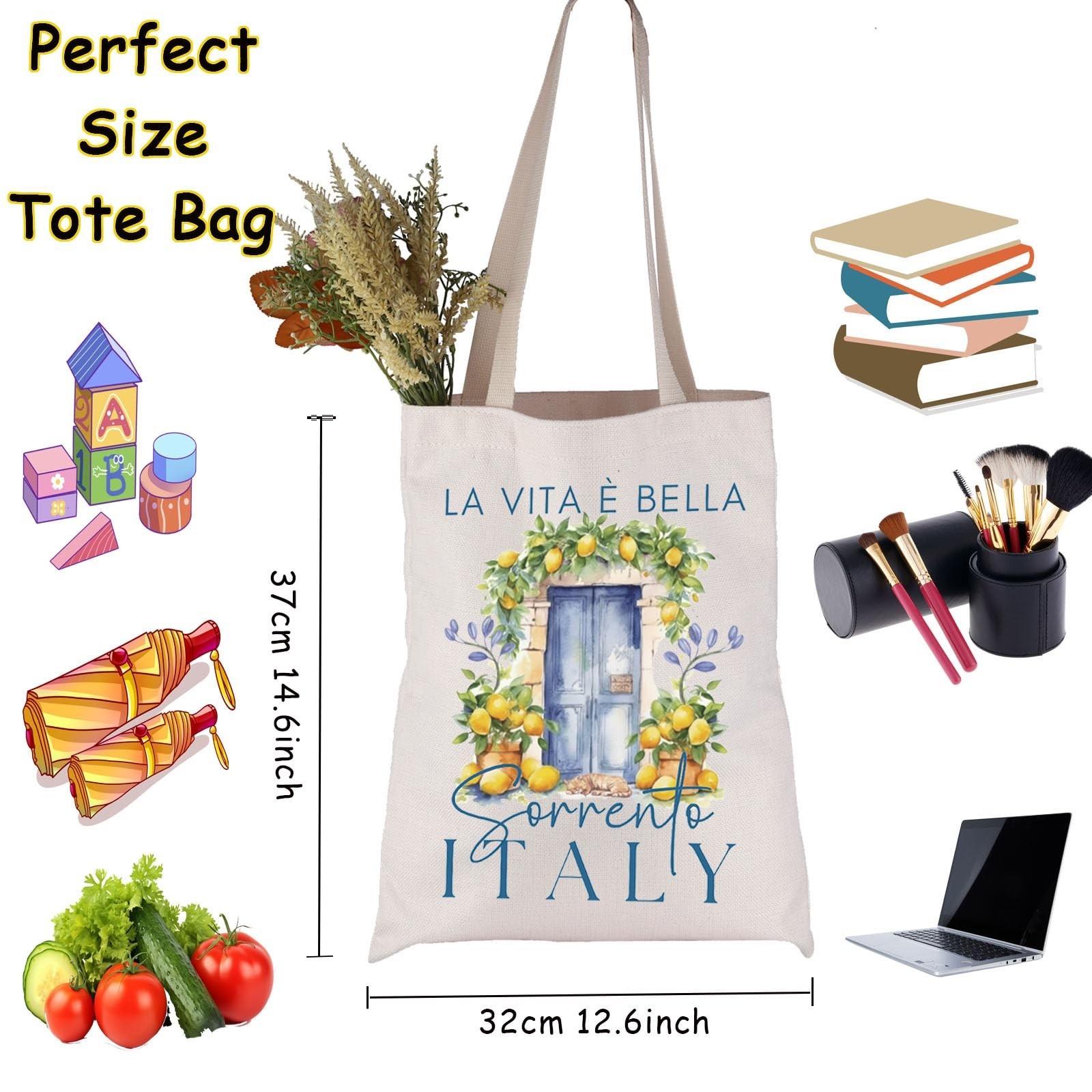 JNIAP Positano Italy Vacation Gift – Sorrento Lemon Tote Bag – Amalfi Coast I…