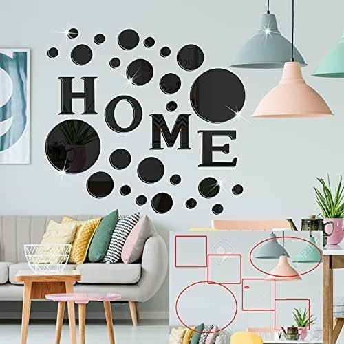 Decorative 3D Removable Acrylic Letter and Circle Wall Decals – Home Style