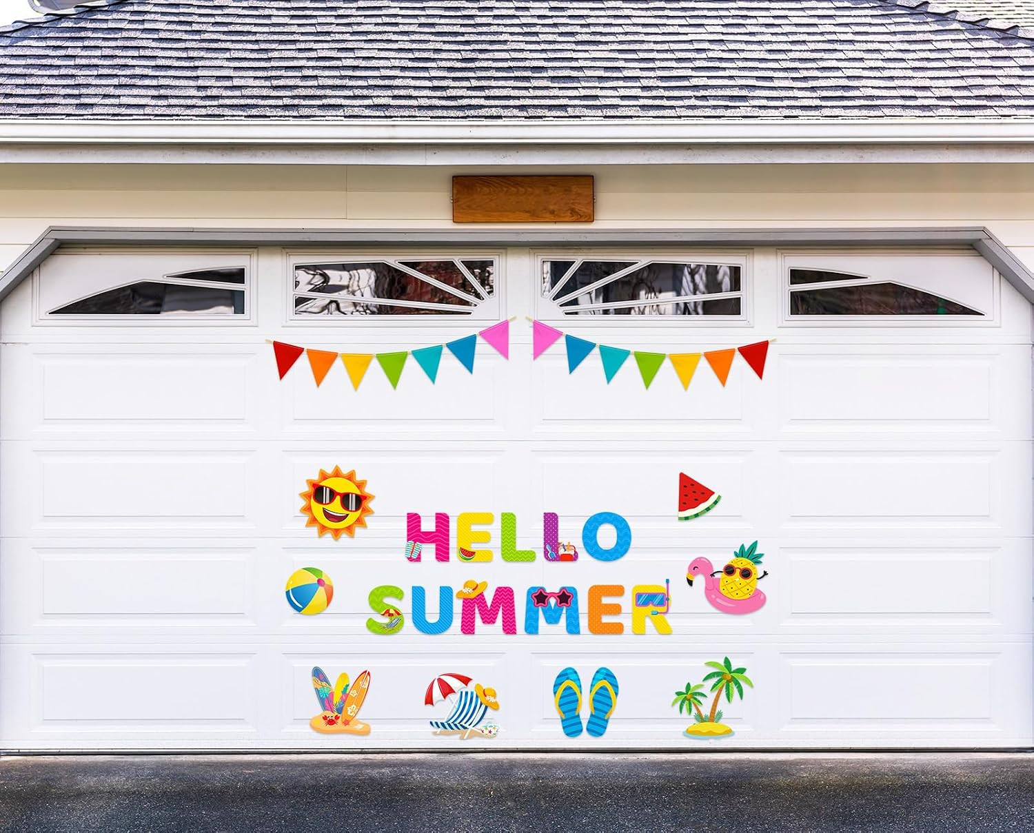 25Pcs Hello Summer Garage Decoration Magnet Stickers Watermelon Palm Tree Magnet