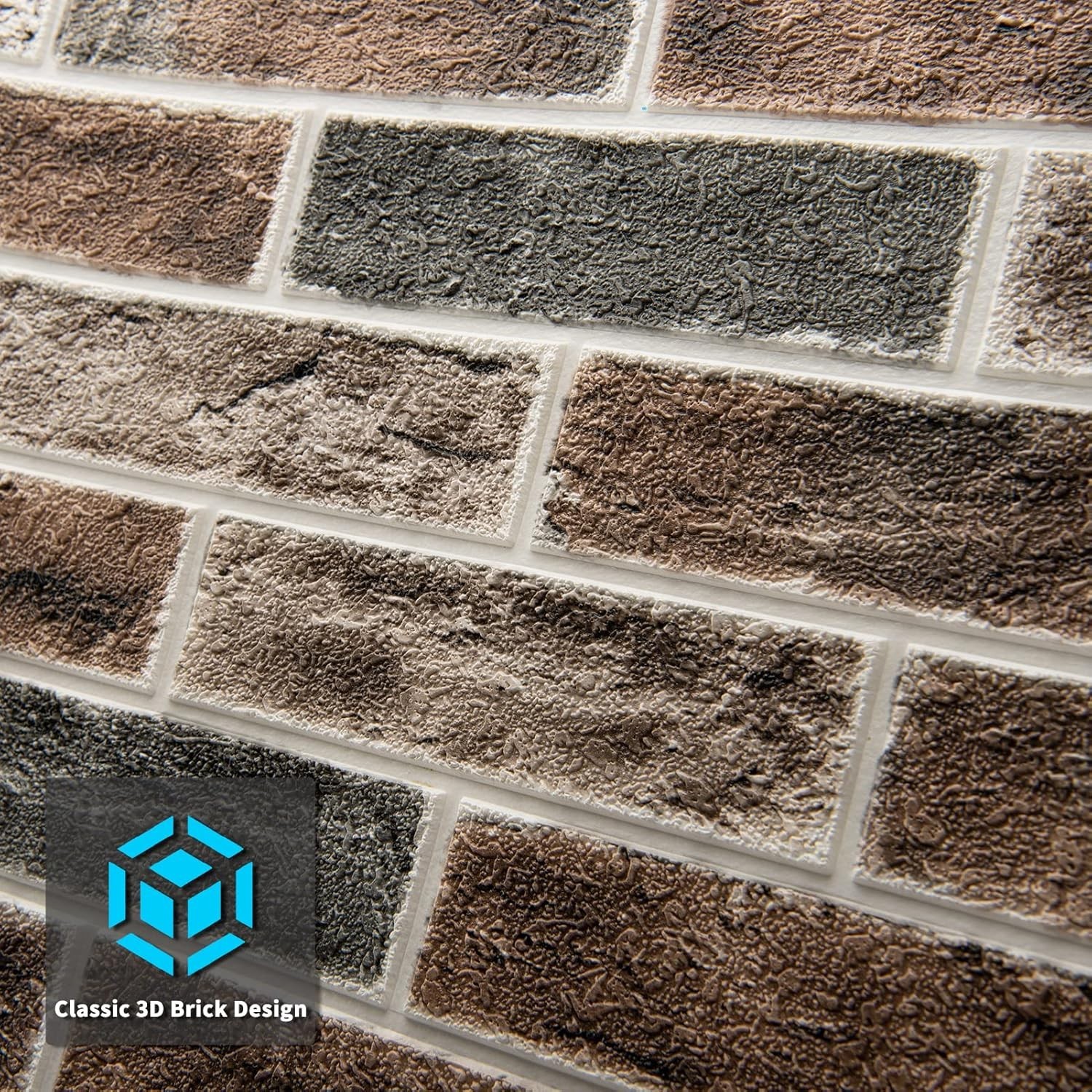 Large 3D Brick Wall Tiles 20pk 105 SqFt Gray Brown Waterproof Self-Adhesive