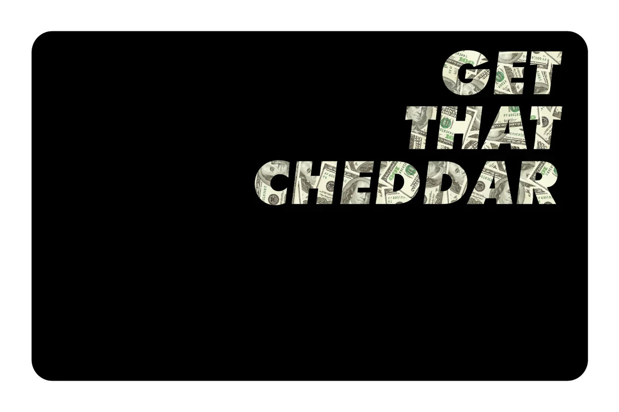 Get That Cheddar Card Skin 4 Pack Money Hustle Dollar Bill Black Vinyl Decal