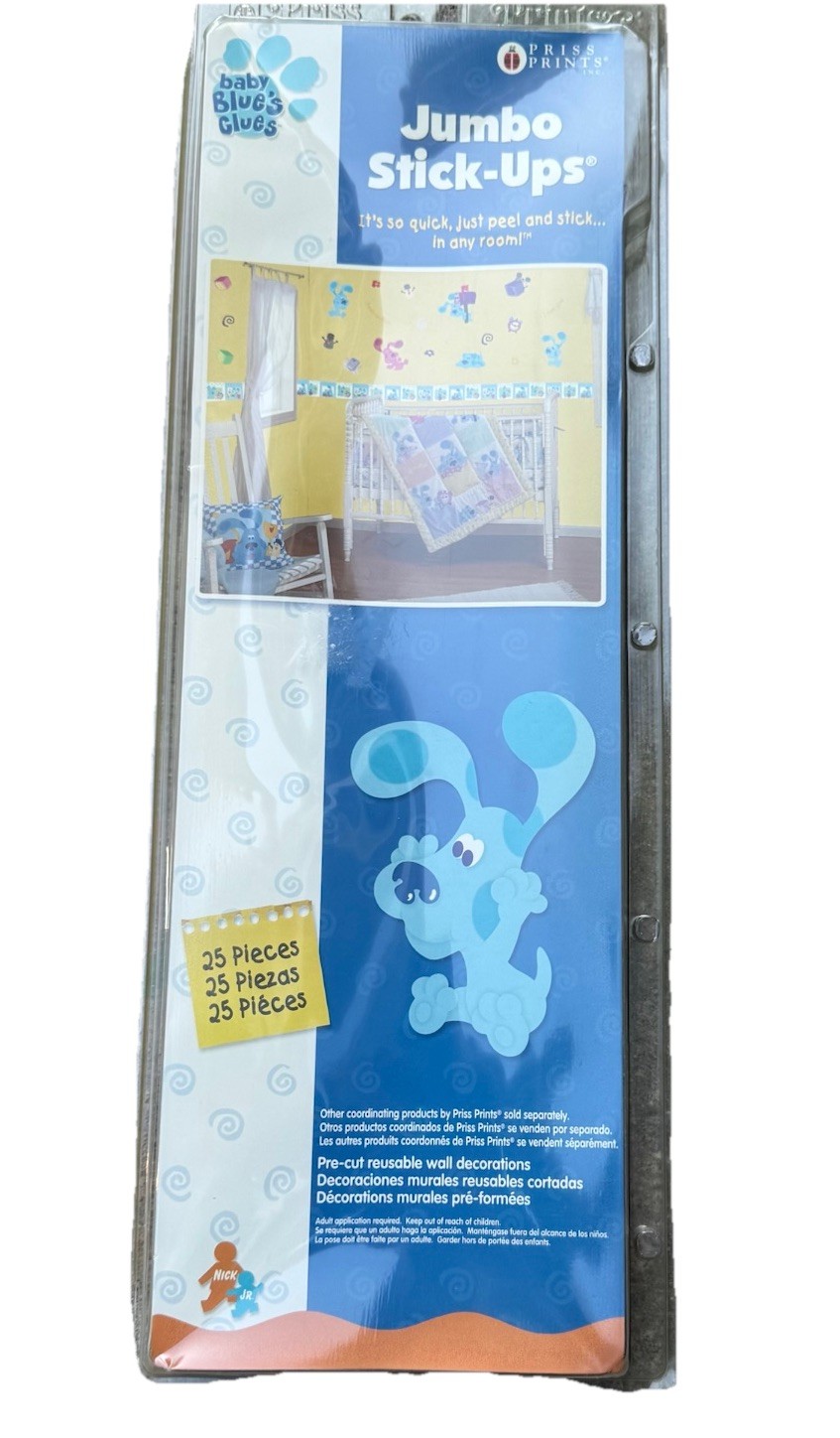 Blues Clues Jumbo Wall Art Stick Ups Nickelodeon Y2K (25 pc) Cartoon Decals NIP