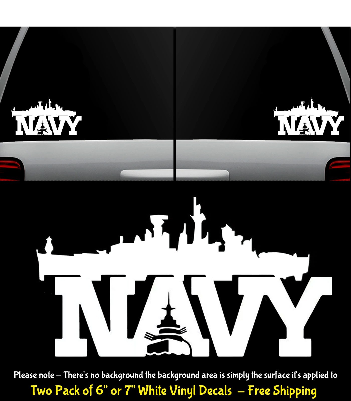 US Navy Ship Warship White Vinyl Decals Vehicle Window Any Flat Surface
