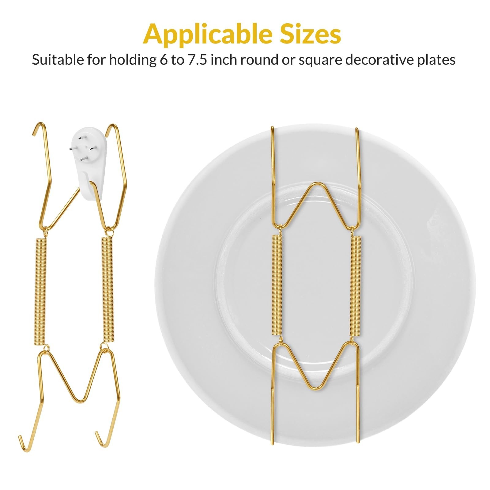 10-Pack Invisible Wall Plate Hangers, 6 Inch Brass Plate Holders with 12-Pack…