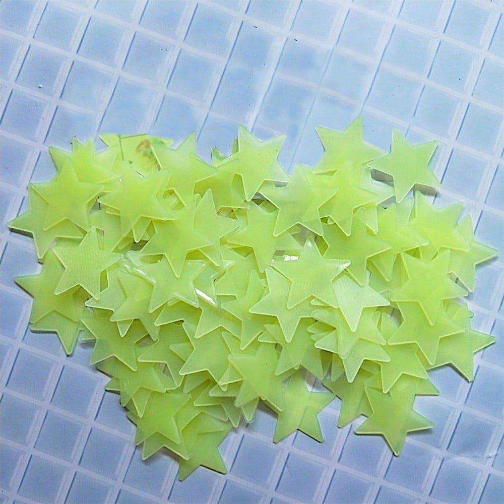 Yellow Glow In The Dark Stars 100 Pieces Luminous Wall Ceiling Stickers