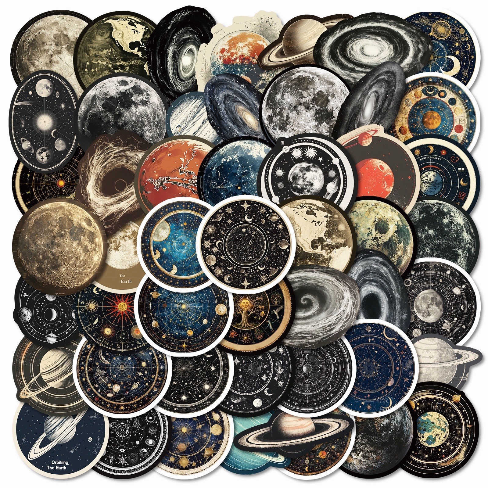 Space Solar System Stickers Space Planets Mixed Celestial Mix 50 Pack