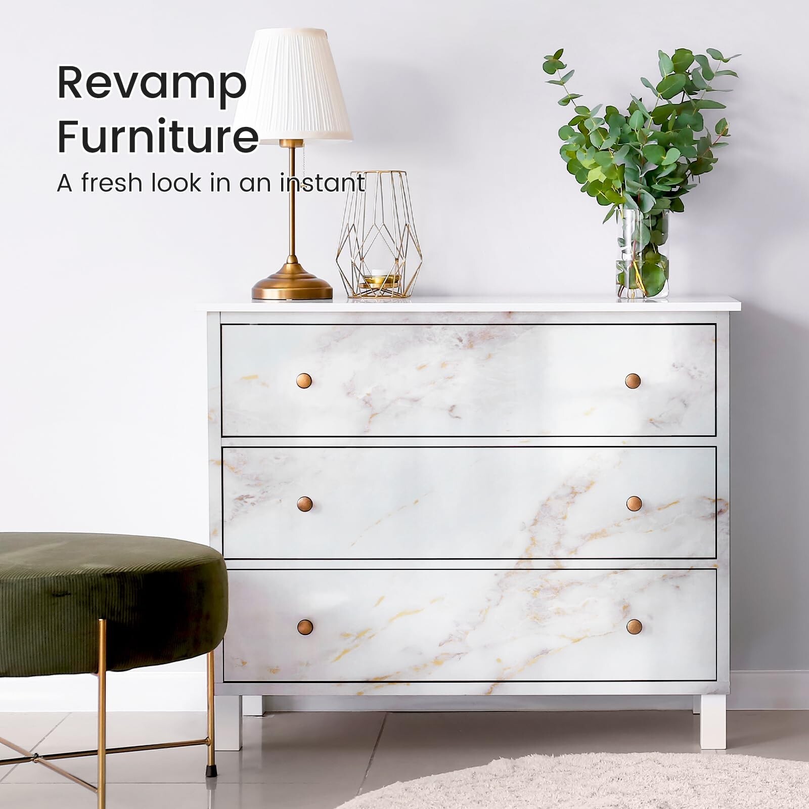 rabbitgoo Glossy Marble Contact Paper Peel and Stick Wallpaper 17.5" X 78.7" …