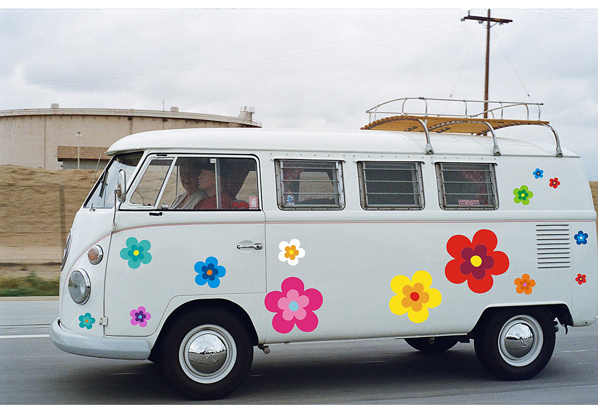 Hippie flowers car sticker flower sticker flower power: hippie flower set 039