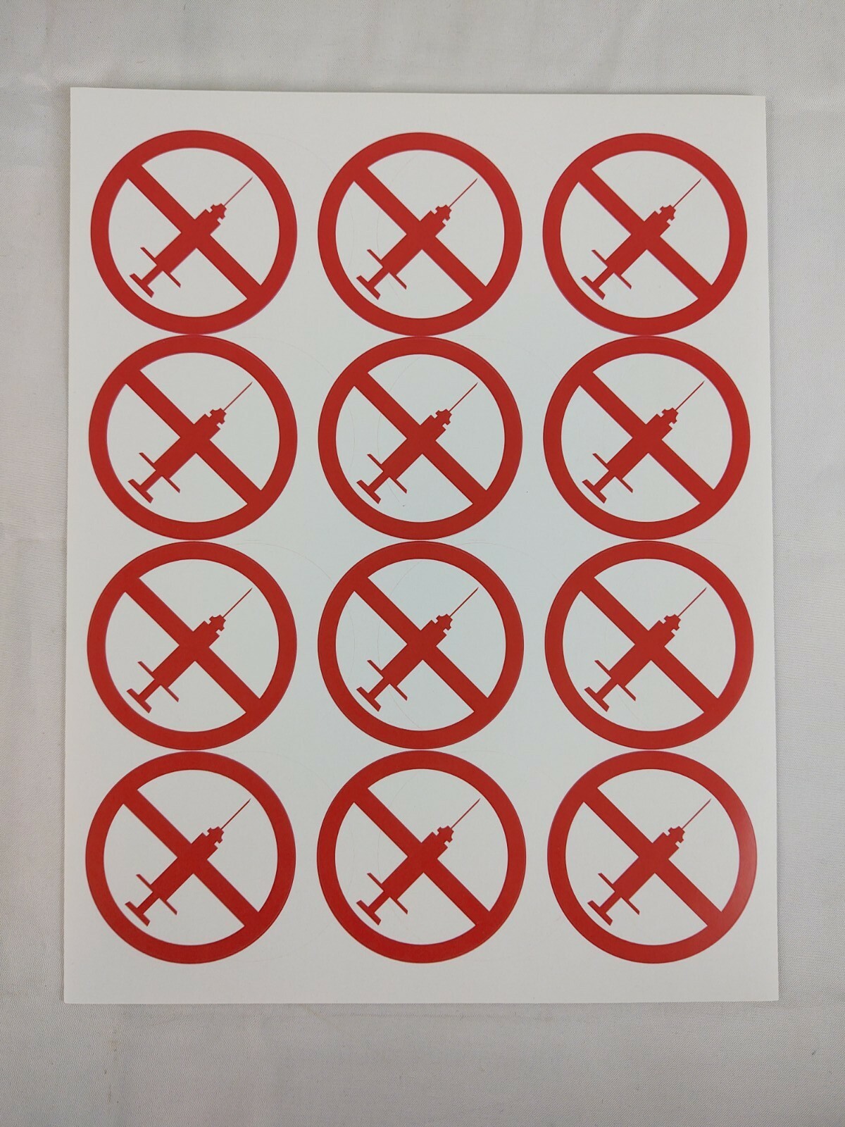 No Syringe Needles Round Trash Can Receptacle Stickers New Sheet Of 12 Stickers