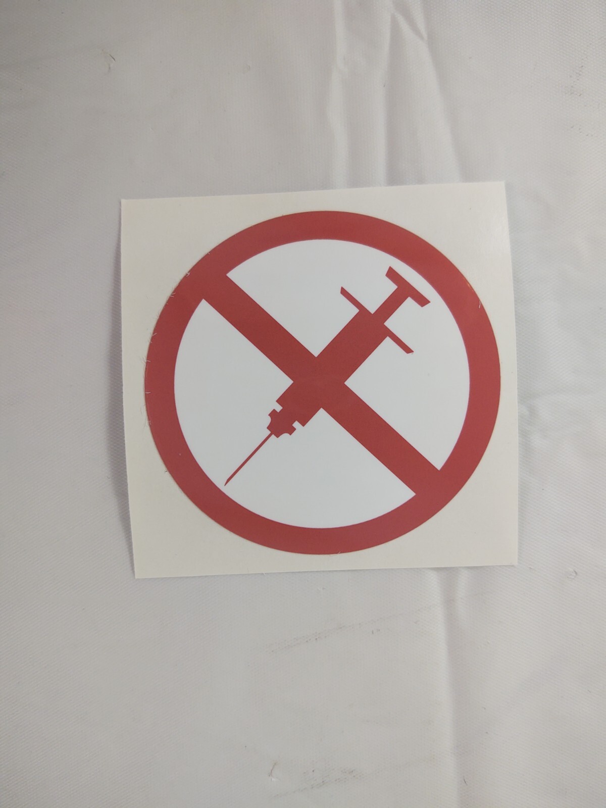 No Syringe Needles Round Trash Can Receptacle Stickers 12 Individual Stickers