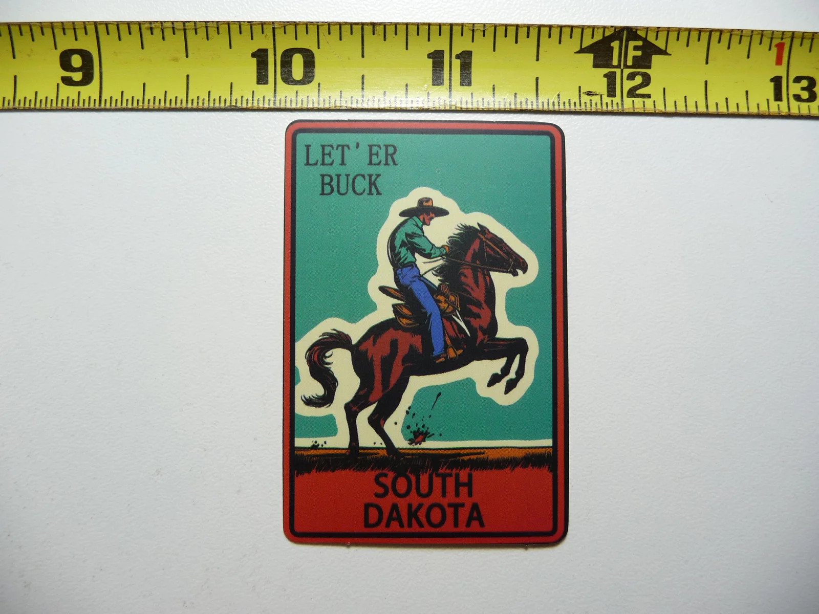 LET ER BUCK SOUTH DAKOTA COWBOY HORSE SMALL STICKER DECAL COUNTRY WESTERN THEME